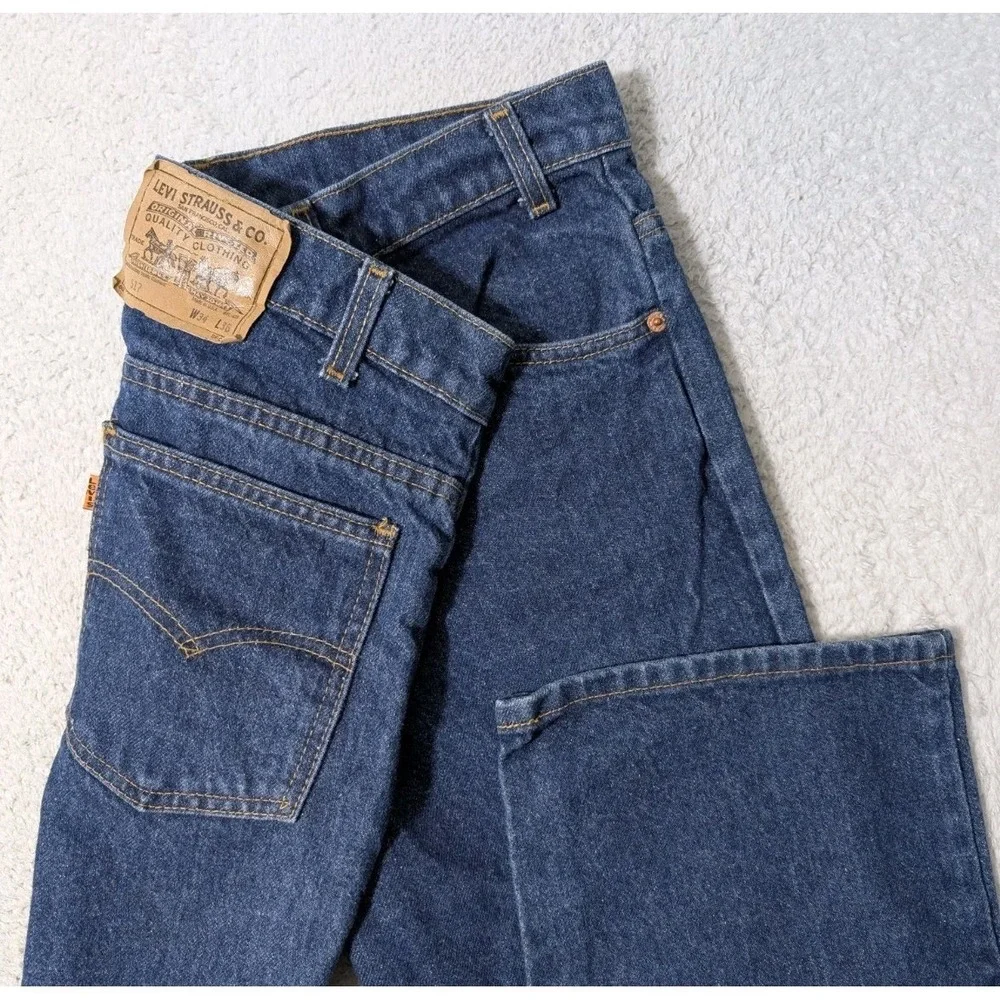 Levi's 517 Orange Tab Blue Jeans Mens Size 34x36 Bootcut Made in USA *Mint* Dark